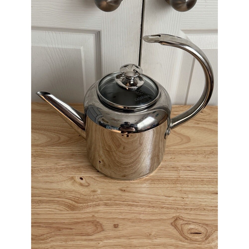 Calphalon Stainless Steel Tea Kettle 2 Qt #4302 Stovetop Coffee Hot Water Lid